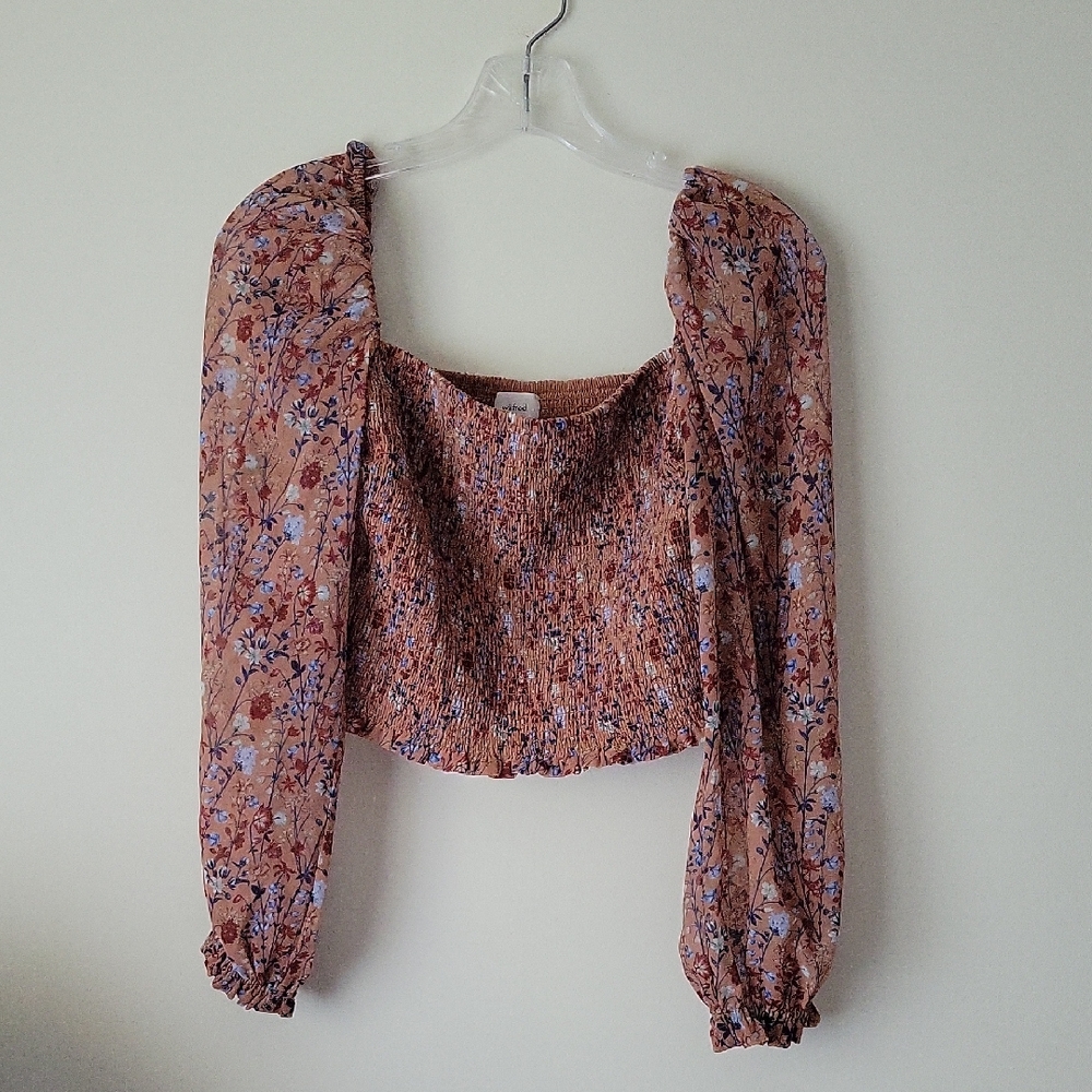 Aritzia Wilfred Women's Saga Blouse in Soft Terracotta/Soft Iris- Size M